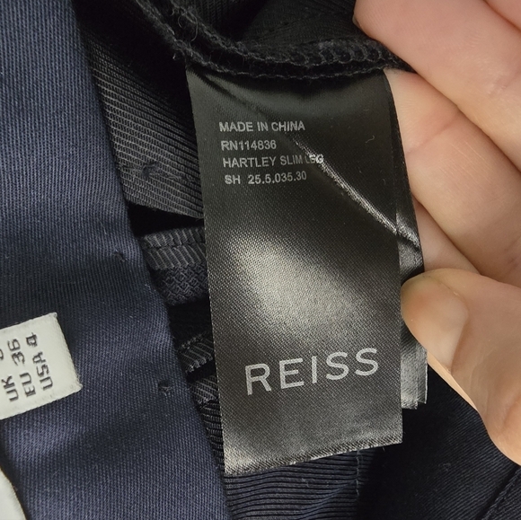 Reiss Dark Blue hartley Slim Leg textured pants Career Office Essential - Picture 11 of 12